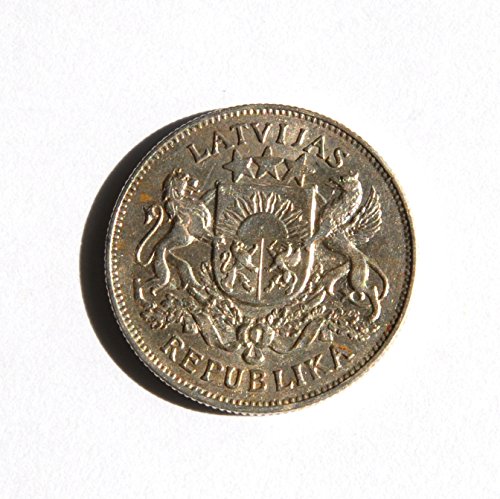 1925 SE 20th Century Латвия Сребърна монета в 2 лата (.835) №1 с допълнителни малки детайли