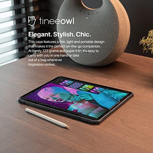 Калъф TineeOwl за iPad Pro 12,9 см 2022, 2021 2020 г. и 2018 (6-ти, 5-ти, 4-ти и 3-ти поколения) ултра тънък, прозрачен заден панел, гъвкав TPU абсорбира удара, поддържа безжична зареждане на App