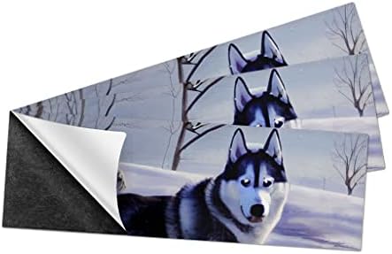 Магнитен стикер на Бронята със Сладък Куче - Графична Стикер На Бронята - Бял стикер на Бронята с Хъски