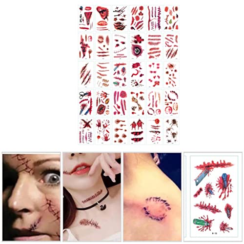 180 листа Ужас Паяк Цвят Татуировки Зомбита Татуировки Хелоуин Костюм Етикети Тялото на Лицето Черни Етикети Подпори