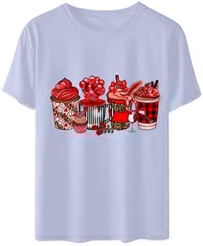 Сива Тениска за Жени Лято Есен с Къс Ръкав Комфорт Цвят 2023 Облекло Памучен Ежедневни Тениска с Кръгло Деколте и Шарките