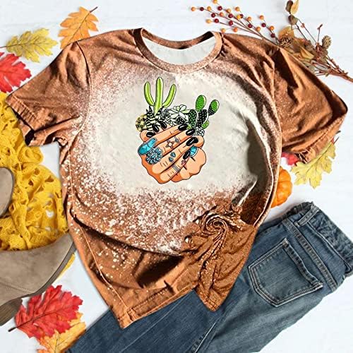 Ацтекские Графични Избелени Блузи за Жени, Западна Реколта Тениска с Етнически Принтом Тениска-Коса, Свободно Намаляване, Блуза с Кръгло деколте и Къс Ръкав