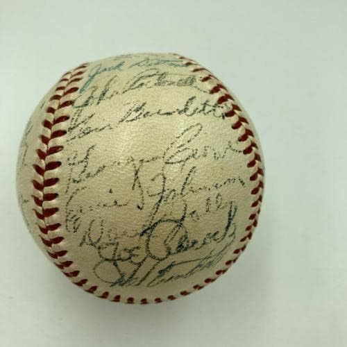 Ница 1953 Екипът на Милуоки Брейвз Подписа договор с Националната купа бейзбол JSA COA - Бейзболни топки с автографи