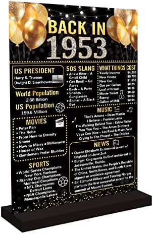 Комплект накити в 70-тия рожден ден Trgowaul: Включва черен Златен Фон за рожден ден, Банер 5,9 Х 3,6 Метра, Плакат на черното злато 1953 г., Акрилни маса знак със стойка