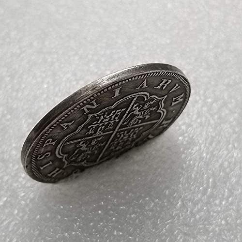 Старинни Занаяти 1618 Испанска Месинг Сребърно Покритие Стар Сребърен Долар Кръгла Сребърна Сребърна Монета