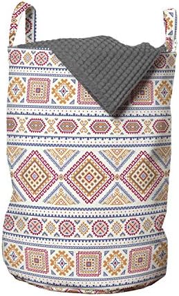 Чанта за дрехи Ambesonne Aztec с ярък дизайн в стила на средновековния фолклор, Кошница за дрехи с дръжки, закрывающаяся