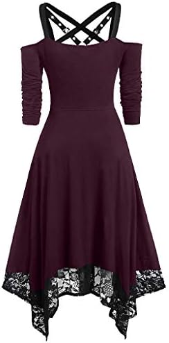 Женствена рокля в стил Steampunk, Готическа Рокля с открити Рамене, Винтажное Рокля с кръстосано свързан Джапанки Отпред,