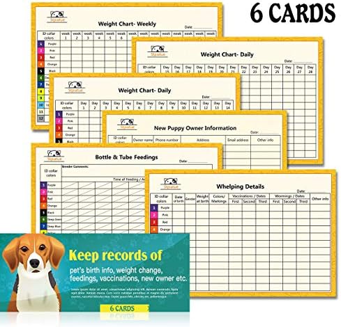 Нашийници за кученца от тор, Яки за идентификация на малки кученца, за да проверите за Щенения, Мек Найлон Цвят Яки с 6 Таблици счетоводство