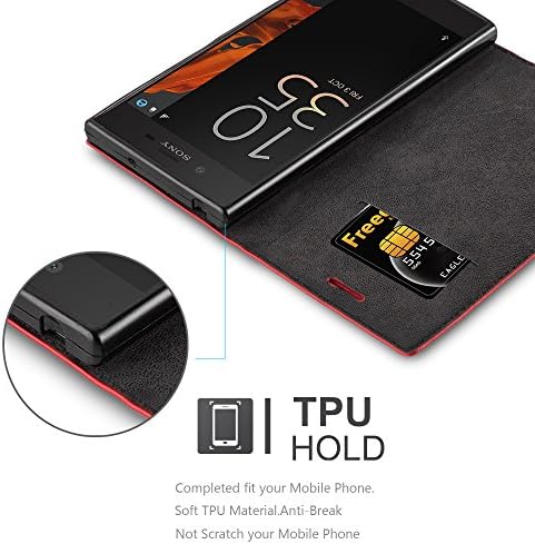 Калъф-за награда Cadorabo, съвместим с Sony Xperia XZ/XZs, цвят RED Apple - с магнитна закопчалка, функция поставки и отделения за карти в Чантата си Etui Cover, калъф от изкуствена кожа с