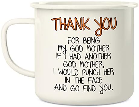 Retreez Благодаря, че Си Ми кръстница, 16 Унции Эмалированная Кафеена Чаша от Неръждаема Стомана за къмпинг лагерния огън - Забавен Сарказъм, Вдъхновяващи рожден ден по?