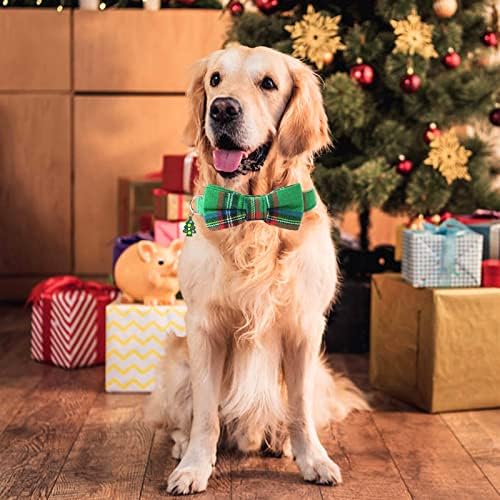 Коледен Нашийник за кучета Peclot, 2 опаковки, Класически Нашийници за кучета в клетката на Бъфало с Подвижна папийонка,