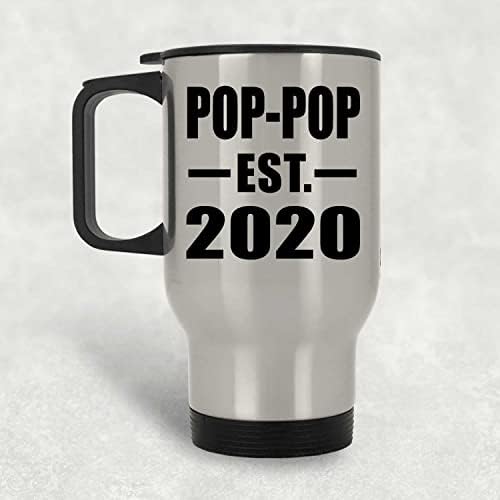 Designsify Поп-Поп, Създаден през 2020 г., Сребърна Пътна Чаша 14 грама, на Изолиран Чаша от неръждаема Стомана, Подаръци