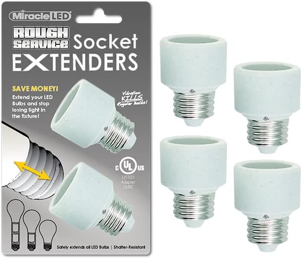 Пълнители за контакти Miracle LED 1 Груб Premium Service, изброени в САЩ, за led крушки CFL и лампи с нажежаема жичка, 4 опаковки (две по 2 опаковки)
