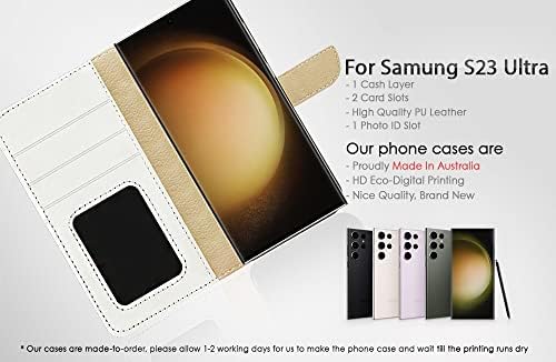 за Samsung S23 Ultra, за Samsung Galaxy S23 Ultra, Дизайнерски Калъф-портфейл с панти капак за телефон, A31008 Синя Плажна Мивка морска звезда 31008