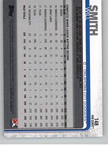 Дебют за бейзбол Topps Pro 2019 148 Уил Смит Оклахома Сити Доджърс Официалната Търговска картичка MiLB на Малката лига