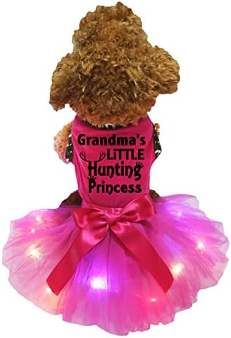 Рокля за кученце Petitebella Grandma's Little Hunting Princess (Ярко-розов/Светло розов led, голям размер)