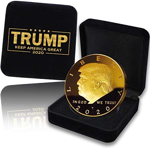 Монета на Доналд Тръмп 2020 г. в кутия за Подарък - Позлатен са подбрани монета, Защитен калъф (Монета на Доналд Тръмп