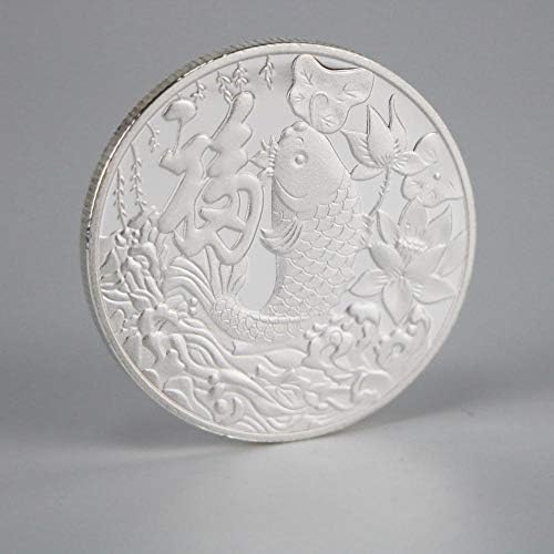 Възпоменателна Монета Риби кои сребърно покритие Мемориал медал на Благословия Девет Риби Фън Шуй Happy Благословляющая