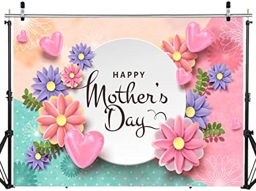 SJOLOON Щастлив Фон за Деня на Майката Розово Лилав Фон с Цветя Снимка Фон за Украса на парти в чест на Деня на Майката
