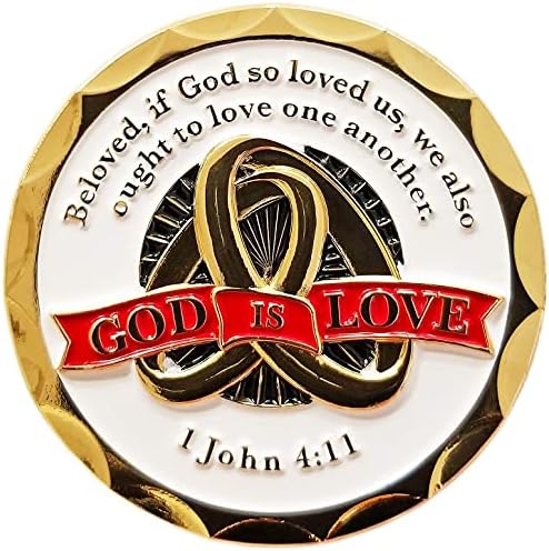 Сватбената монета Бог е любов, любов никога не свършва - 1 Коринтяни 13, сватбен подарък, за спомен, 2-инчов златна монета-да