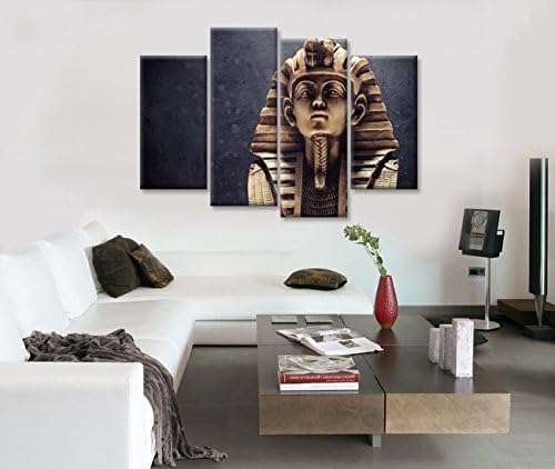iHAPPYWALL 4 Панелен Портрет на Египетски Фараон Крал Платно Стенно Изкуство Реколта Древен Египет Фигура Картина Печат Върху Платно е Готов да се Мотае