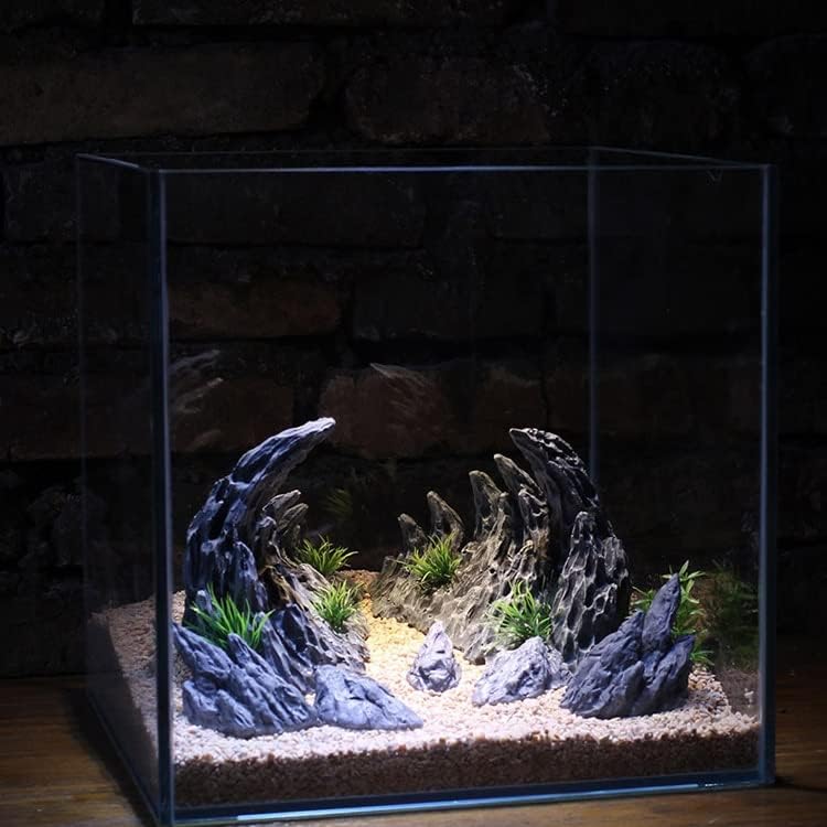 XJJZS Декоративен аквариум за риби в каменната каньона, на фона на декоративни орнаменти във вид на каменна скала (цвят: