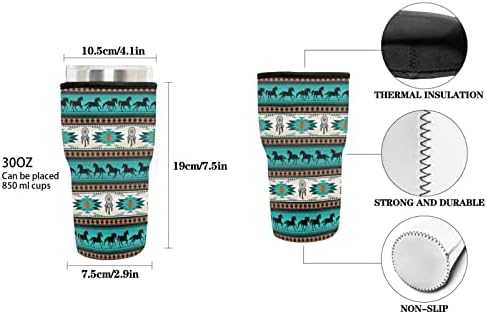 Snilety Ацтекский Етнически Tribal Дизайн, 3 Опаковки, Чаши за Кафе Напитки, Изолатор, за Многократна употреба Ръкави-за
