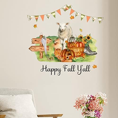 Щастлив Есента, всички вие, Реколта Тикви, Ферма за Овце, Стикери За Стена, Стикери, Селска Фермерска Къща, Есенен Декор,