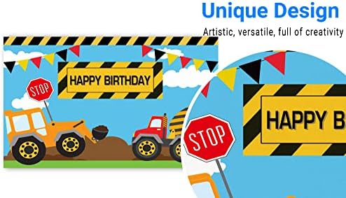 Фон за Снимки на Строителната тема Funnytree за Парти в чест на рождения Ден на Момчето, Украса Банер, Багер, Камиони,