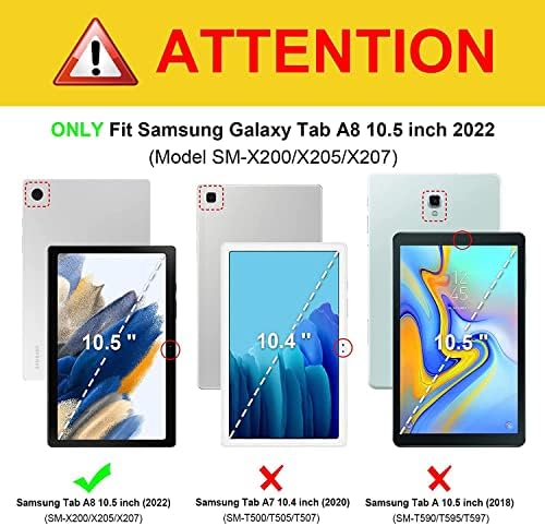 UUcovers за Samsung Galaxy Tab A8 10,5-инчов калъф 2022 (SM-X200/X205/X207) със стойка/Държач молив / Джоб за карти /