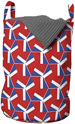 Геометричен чанта за дрехи Ambesonne, Абстрактна Съвременна Илюстрация триъгълна форма, Кошница за дрехи с дръжки, закрывающаяся на шнур, за пране, 13 x 19, Киноварно-Лаван