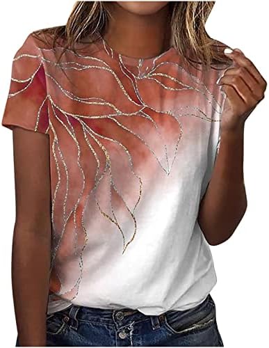 2023 Blusa de Manga Corta Върховете Camiseta Cuello de Redondo para Mujer Camisetas Pliegue Impreso Tela de Moda Tee