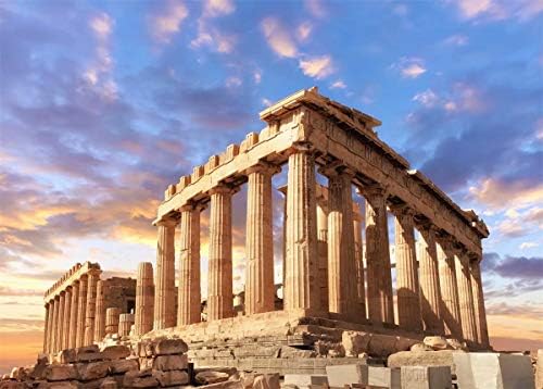 BELECO 12x10ft Текстилен Древногръцки Фон за снимки Храма на Партенона в Акрополе в Атина, Гърция, Фонове за Митология,