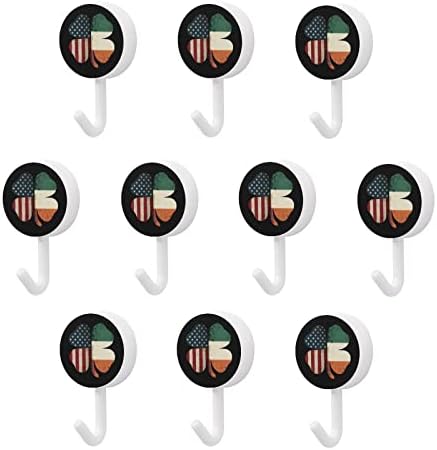 Ретро Ирландски Американски Флаг Детелина 10 Бр. Пластмасова Кука Прекрасно на Стената Куки Кука за Ключове за Дома на