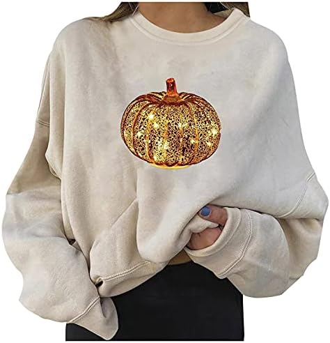 Xiloccer Ризи с дълъг ръкав за Хелоуин за Жени, Есенно-Зимни Тениски и Потници, Свитшоты с кръгло деколте, Костюми за