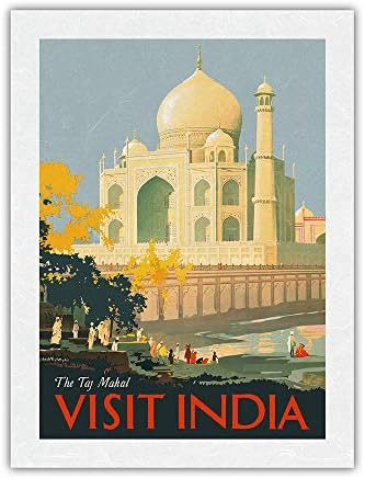 Посетете Индия - Тадж Махал, Агра, Индия - Ретро Туристически плакат Уилям Спенсър Багдатопулоса, 1930 г. - Художествена