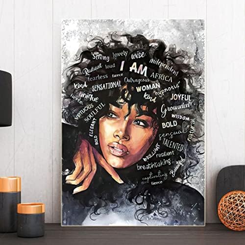 Черната Кралица на Платното за монтаж на стена Арт Афроамериканский Плакат Черни Жени Платно Стенно Изкуство Абстрактни