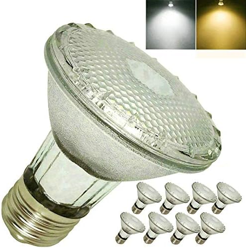 Изцяло стъклена led лампа PAR20, 8 W Топло бяла светлина (еквивалентен на халогенна лампа PAR20 капацитет от 50-75 W), на мек бял 2700-3000 До 120 В, цокъл E26, Led прожектор за помещения ?
