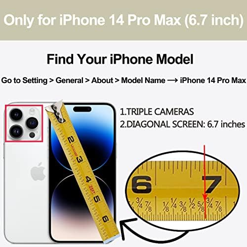 Чанта-портфейл LAMEEKU, Съвместим с iPhone 14 Pro Max, [RFID Заключване] Калъф с картодържателя, Кожен калъф, Въртящо
