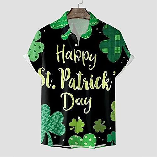 DSODAN Мъжки Ризи с копчета в Деня на Св. Патрик, Ежедневни, Плажни Блузи с Къс ръкав, Зелена Лятна Приталенные Риза