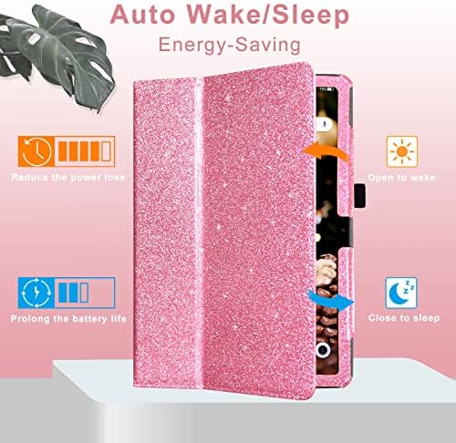 Калъф Caweet за таблет TCL Tab Pro 5G 2021, издаден Verizon, Приятен Кожен калъф-поставка с автоматична функция за събуждане / сън и каишка за ръка / слот за карта памет, Блестящ Роз?