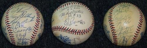 Бейзболни топки на Всички звезди Мач 1995 г. с автографи на съдиите NL JSA ЛОА Пакетта Рипкена Пиаца WOW - Бейзболни