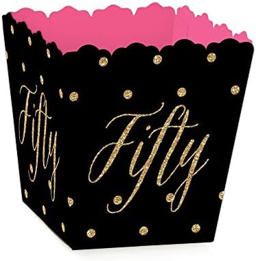 Шик Голяма точка за щастие за 50-та годишнина - Розови, Черни и златни Мини Кутийки за подаръци за партита - Кутии за