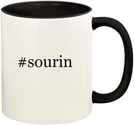 Подарък дрънкулки sourin - Хэштег 11 грама, Керамични Цветна Дръжка и Вътрешната част на Кафе Чаши, Черна