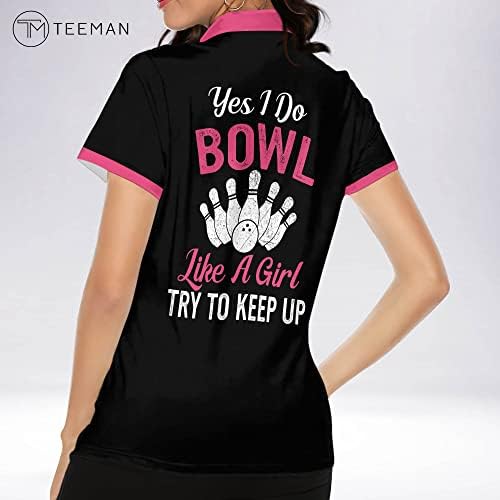 TEEMAN Персонални 3D Забавни Риза за Боулинг за жени, Обичай бързо съхнещи Риза за Боулинг С Къс Ръкав с къси ръкави