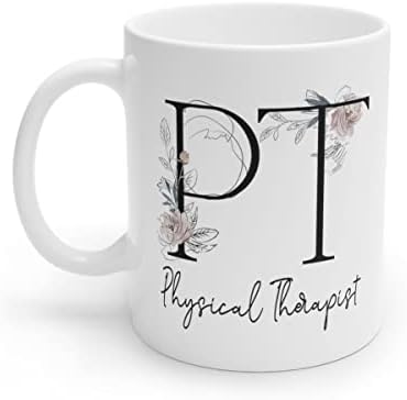 PaulDesignGifts Чаша за физиотерапевт - Подаръци за Бала С Монограм във формата на буквите от Азбуката, Цвете Кафе За