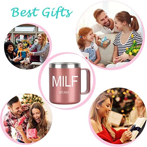 Aletege Подаръци за Нова мама, MILF Est 2023 Случайна Чаша от Неръждаема Стомана с дръжка, Забавна Идея за подарък за