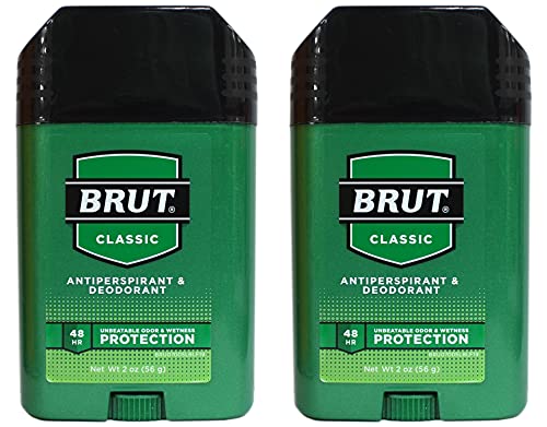 Дезодорант Brut с овални твърда класически аромат, 2 унция (против изпотяване) (59 мл) (2 опаковки)