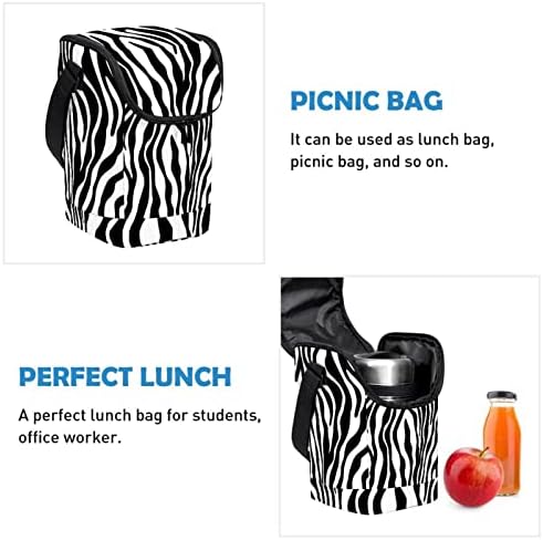 Лесна Голяма Чанта за Обяд, Черно-Бяла Кутия за Обяд с домашен Любимец Шарките на Зебра, Множество Кутия за Обяд, за Жени и за Мъже