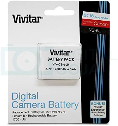 (2) акумулаторните Батерии Vivitar NB-6L / NB-6LH за някои фотоапарати Canon PowerShot